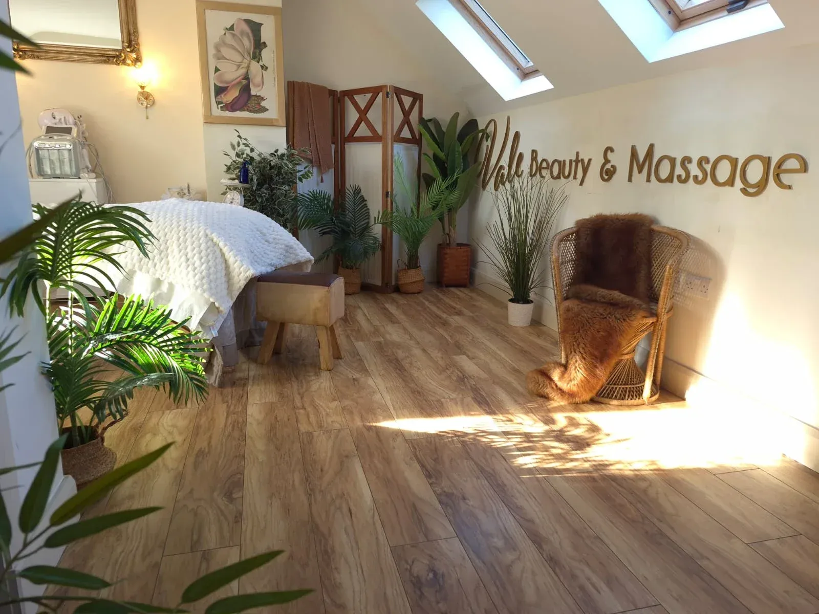 A treatment room at Vale Beauty & Massage Boutique